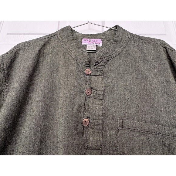 2-Shop O Holic Fashion Cotton Pullover Tunic Shirts XXL Long Sleeve Olive/Teal - Picture 10 of 15